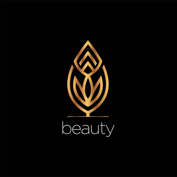 Folha Beleza Luxo Elegante Logotipo Estilo Sinal Símbolo Ícone — Vetor de Stock