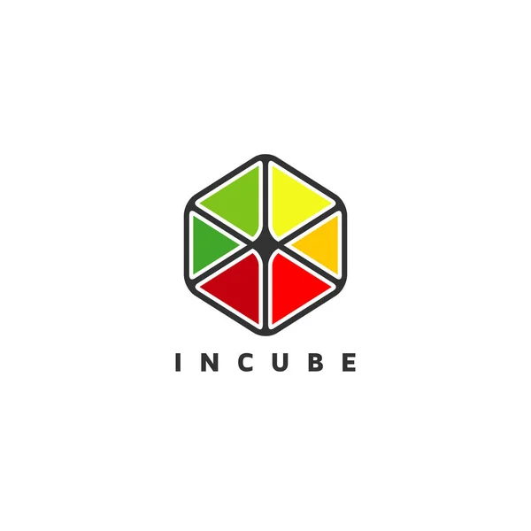 Icône Symbole Signe Logo Cube Coloré — Image vectorielle