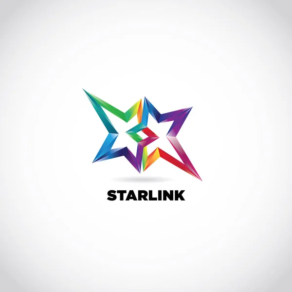 Színes Rainbow Star Csatolt Logo Sign Szimbólum Icon — Stock Vector