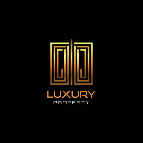 Urban Luxury Realty Logo Metalowym Srebrnym Kolorem — Wektor stockowy