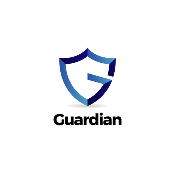 Mavi Mektup G Shield Guardian Logo Şablonu