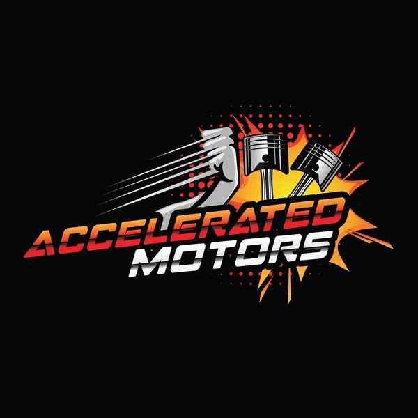 Logo Accéléré Moteur Avec Piston Main Forcée — Image vectorielle