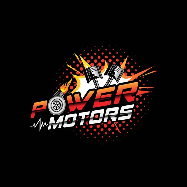 Power Motor Logo Mit Kolben Und Turbolader — Stockvektor