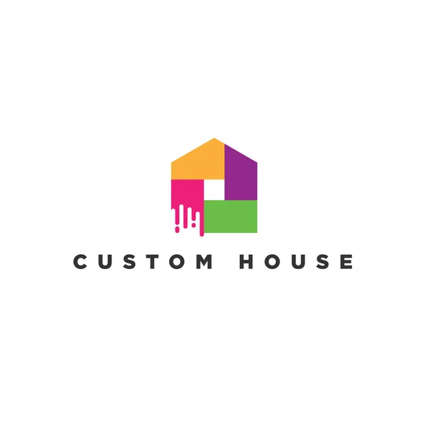 Icono Símbolo Logotipo Pintura Casa Colorida — Vector de stock
