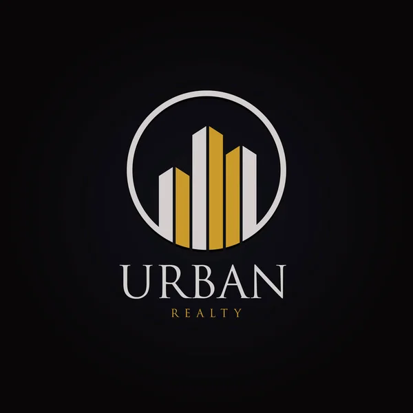 Logotipo Propriedade Urbana Com Cor Ouro Prata Metal — Vetor de Stock