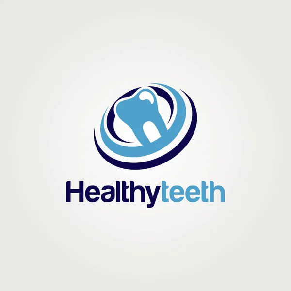 Clean Healthy Teeth Dental Blue Logo — Stock Vector