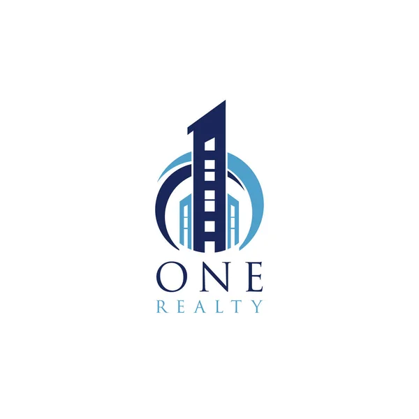 Mavi Bir Realty Binası Logo Simge — Stok Vektör