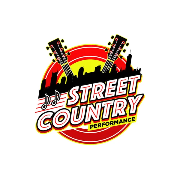 Street Country Music Performance Logo Symbol Badge — Stock Vector