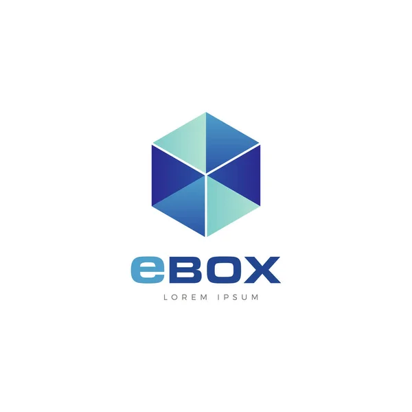 Αφηρημένης Διάφανο Μπλε Κύβος Κουτί Λογότυπο Σύμβολο Εικονίδιο — Διανυσματικό Αρχείο