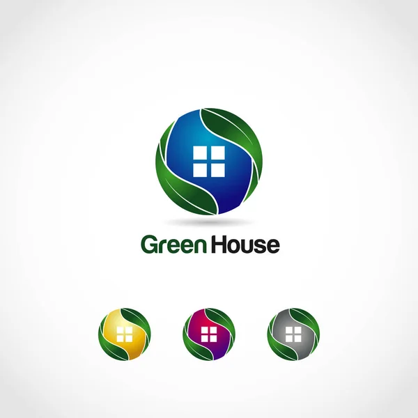 Icono Símbolo Logotipo Casa Verde — Vector de stock