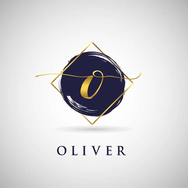 Elegância Escova Ouro Inicial Letra Logo —  Vetores de Stock