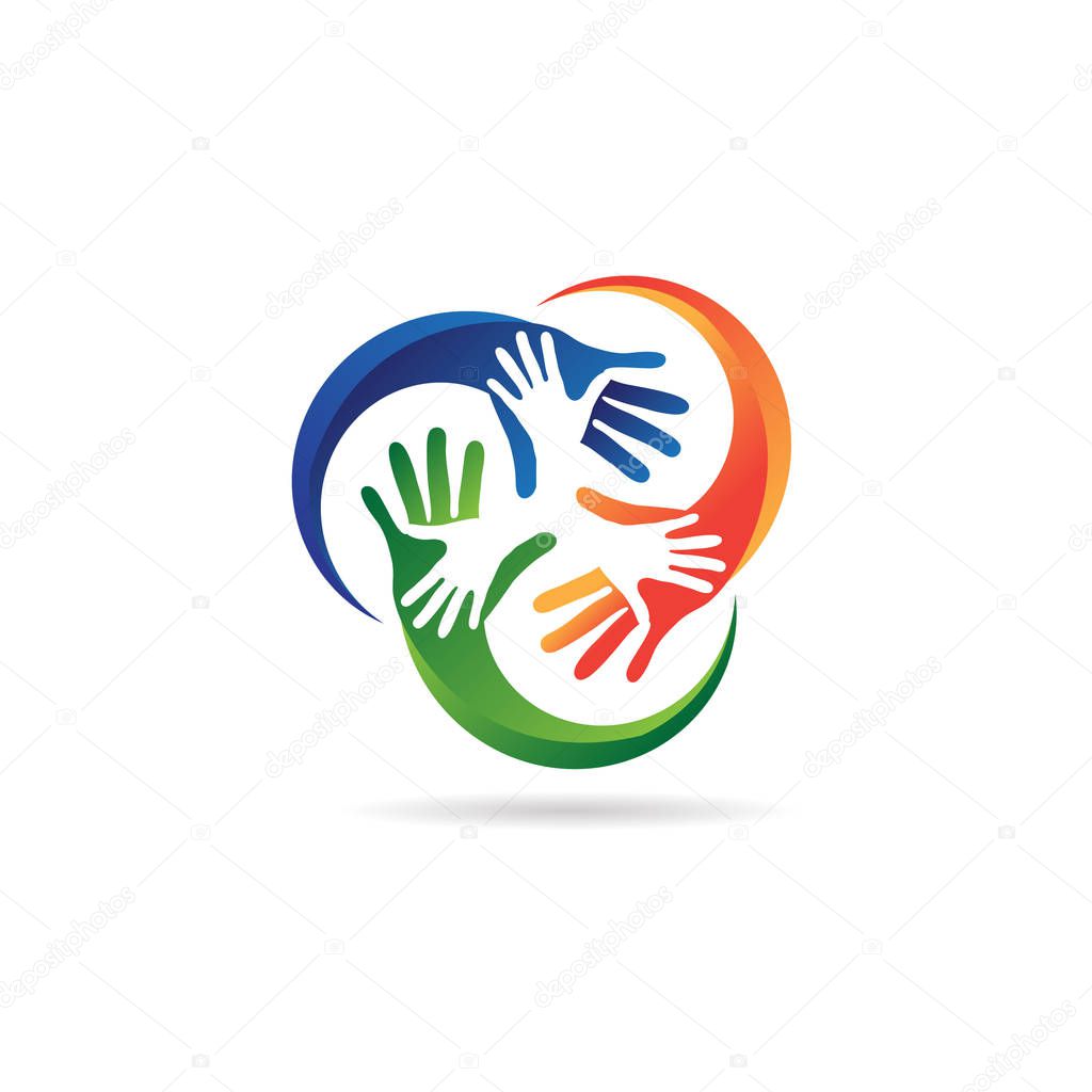 Colorful Hand Charity Logo Template Symbol Sign Icon