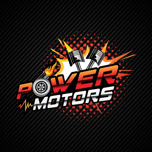 Logotipo do motor do poder com pistão e turbocompressor Web — Vetor de Stock