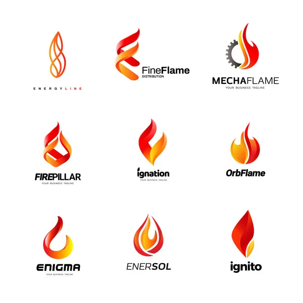 Συλλογή από διάφορα λογότυπα φλόγας — Διανυσματικό Αρχείο