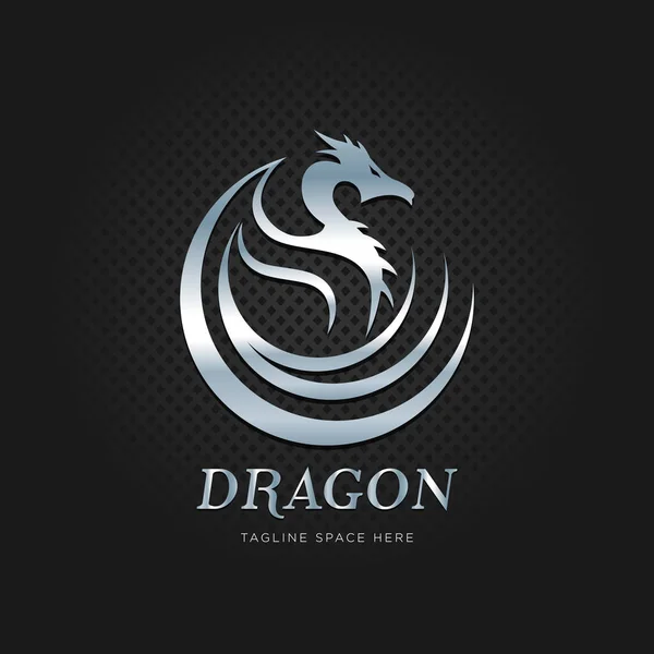 Icône de symbole de signe de logo de tribu de dragon d'argent — Image vectorielle