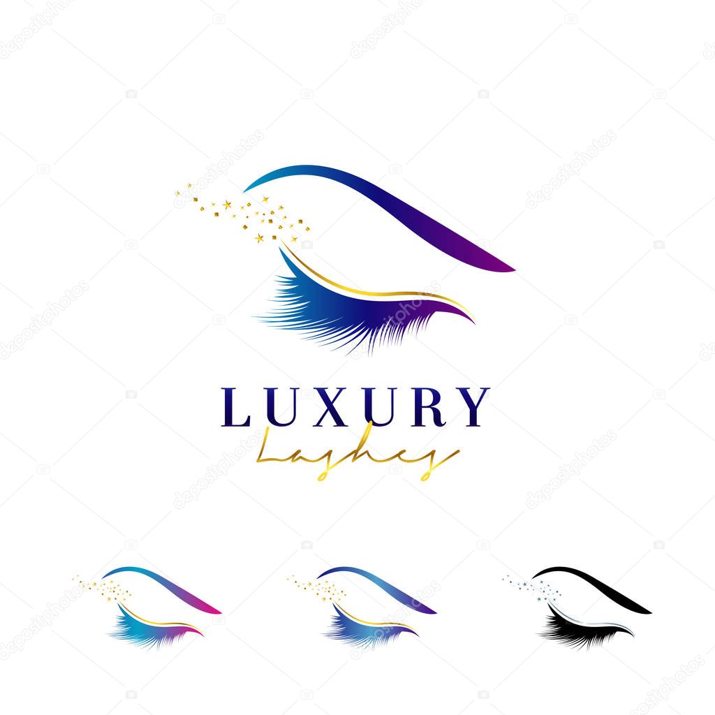 Luxury Elegant Eye Lashes Logo Set