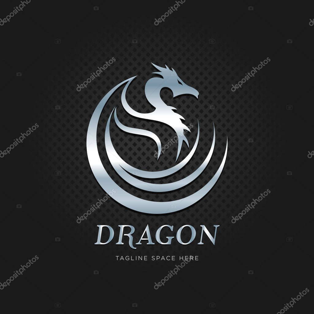 Silver Dragon Tribal Logo Sign Symbol Icon