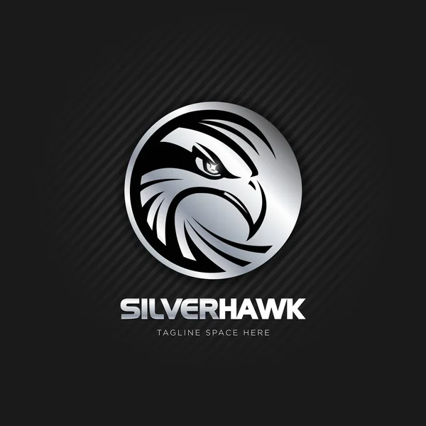 Icône de symbole de signe de logo d'emblème de faucon d'argent — Image vectorielle
