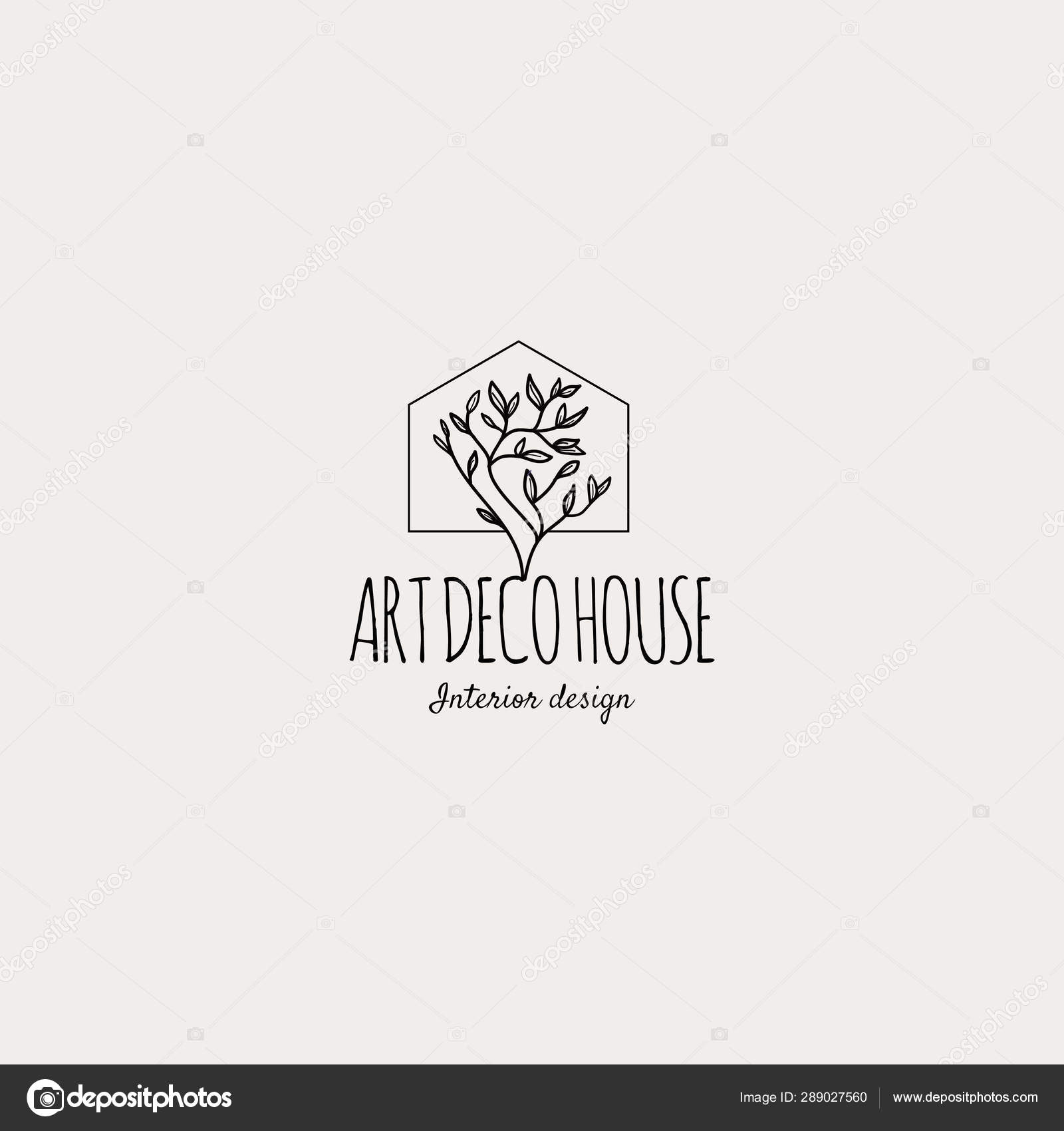 Artistic House Decoration Logo Design Symbol Stock Vector