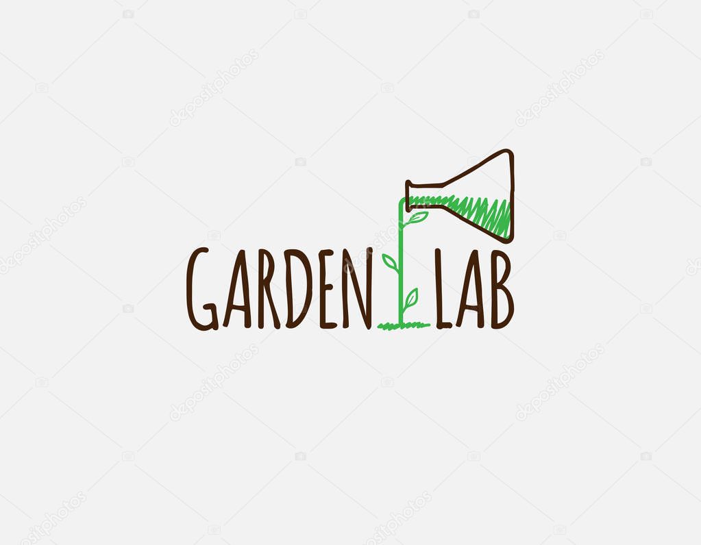 Hand Drawn Gardening Laboratory Logo Design