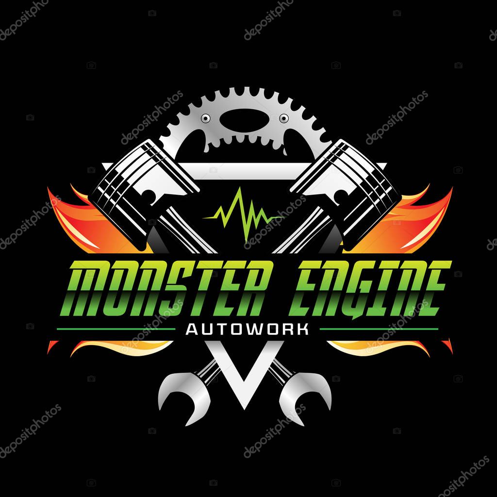 Fire Power Monster Engine Logo Design Symbol Icon