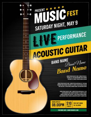 Canlı Performans Gitar Akustik Poster
