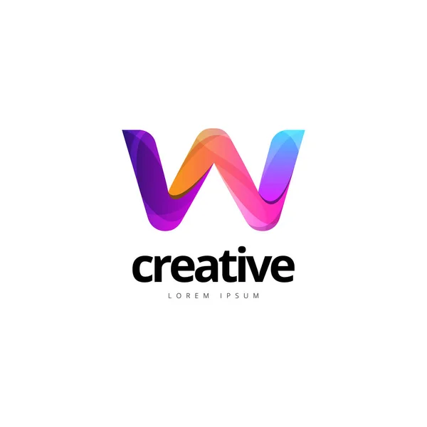 Zářivé módní barevné písmeno W logo Vektorová Grafika
