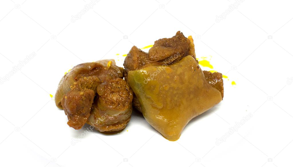 Curried Goat on white background