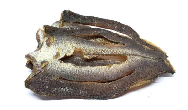 Ikan Kepala Ular Kering Latar Belakang Putih Makanan Vietnamese — Stok Foto