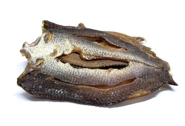 Gedroogd Snakehead Vis Witte Achtergrond Vietnamees Eten — Stockfoto