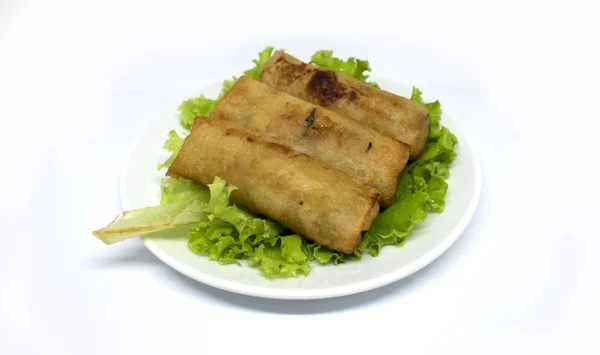 Fried Spring Rolls White Background — Stock Photo, Image