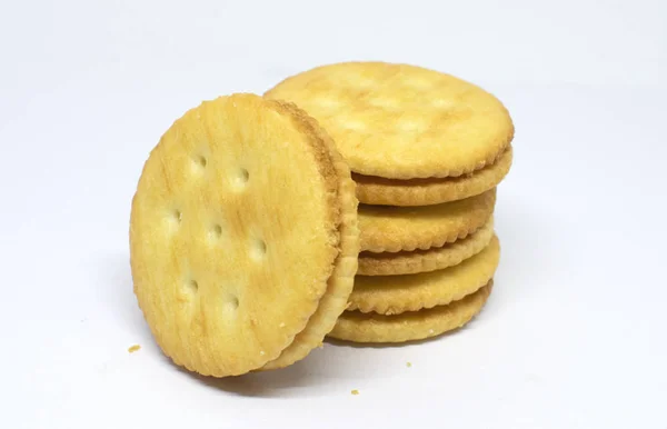 Kaas Cookies Witte Achtergrond — Stockfoto