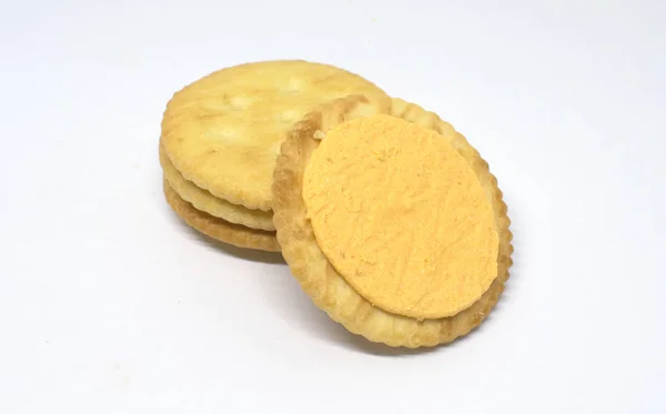 Cheese Cookies White Background — Stock Photo, Image