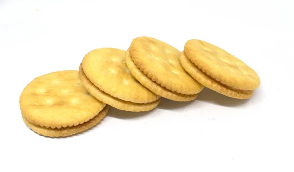 Kaas Cookies Witte Achtergrond — Stockfoto