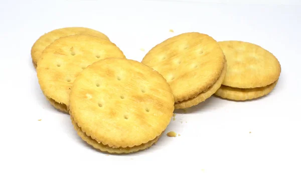 Galletas Queso Sobre Fondo Blanco — Foto de Stock