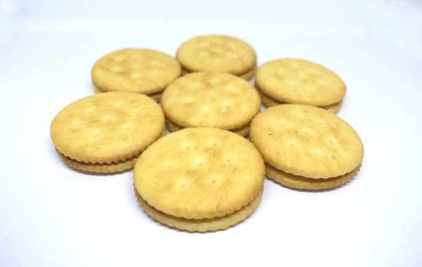 Kaas Cookies Witte Achtergrond — Stockfoto