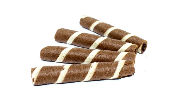 Chocolade Wafels Witte Achtergrond — Stockfoto