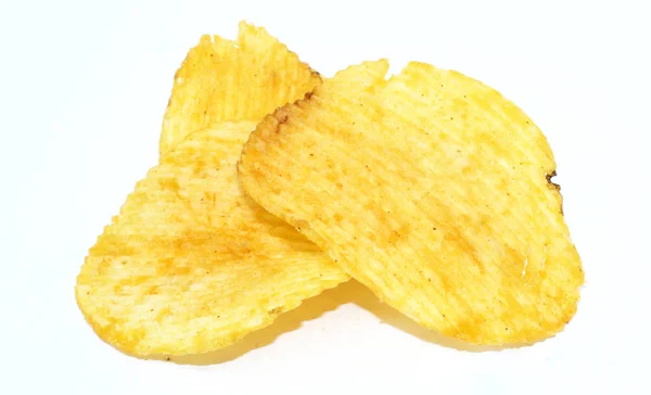 Barbecue Aardappel Chips Witte Achtergrond — Stockfoto