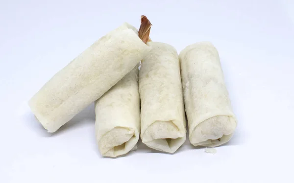 Γαρίδες Spring Rolls Λευκό Φόντο — Φωτογραφία Αρχείου