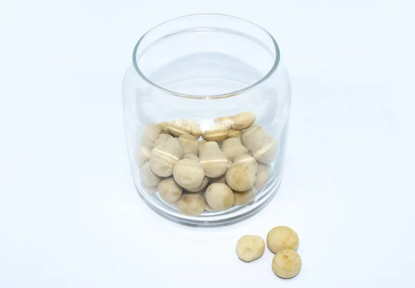 Dried Peanuts Milk White Background — Stock Photo, Image