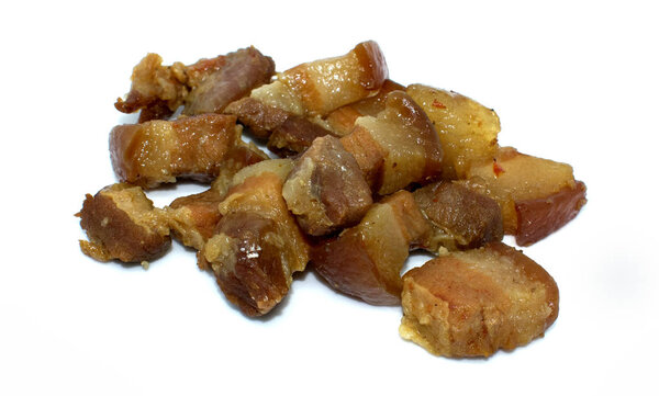 chinese braised pork on white background