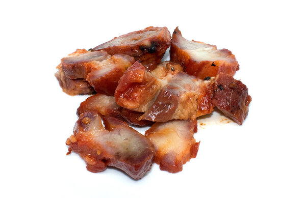 char siu on white background