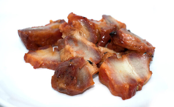 char siu on white background