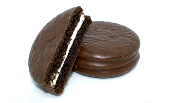 Čokoládový Koláč Bílém Pozadí — Stock fotografie