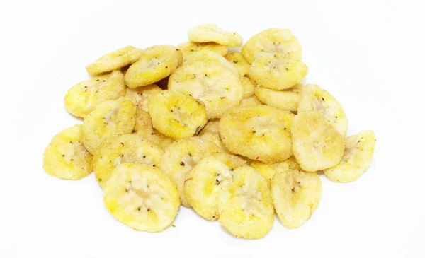 Dried Banana Chips Background Healthy Fruit Food — Stock Photo, Image