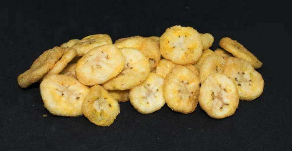 Chips Plátano Secos Fondo Alimentos Frutas Saludables —  Fotos de Stock