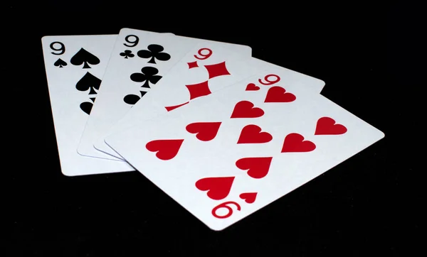 Jugar Las Cartas Sobre Fondo Negro Herramienta Juego — Foto de Stock