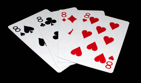 Jugar Las Cartas Sobre Fondo Negro Herramienta Juego — Foto de Stock