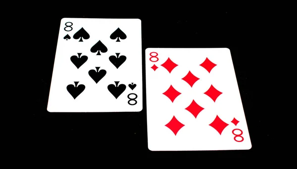 Spielkarten Auf Schwarzem Hintergrund Spielwerkzeug — Stockfoto