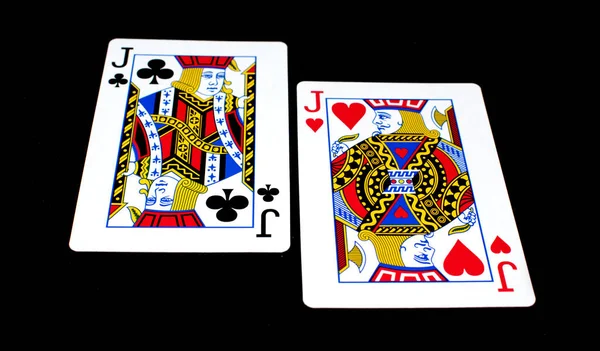 Játékkártyák Fekete Háttér Játék Eszköz — Stock Fotó